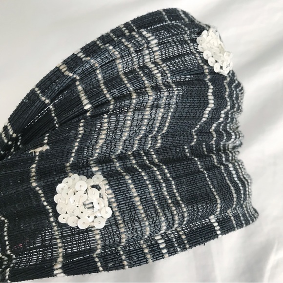 Vintage Fascinator Hat Cap Sinamay Sequin Celine Robert France Black - Picture 11 of 11